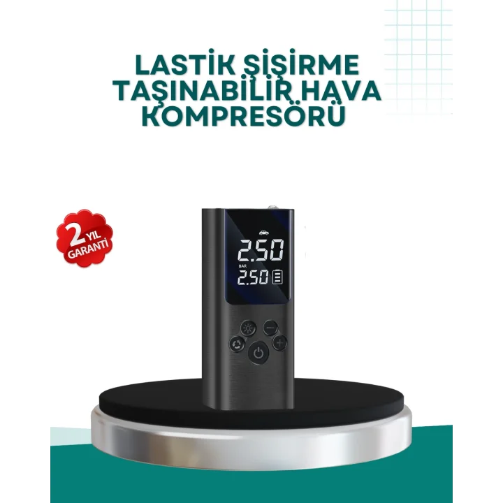 Mey İthalat® LED Işıklı Dijital Hava Pompası Araba Bisiklet Uyumlu