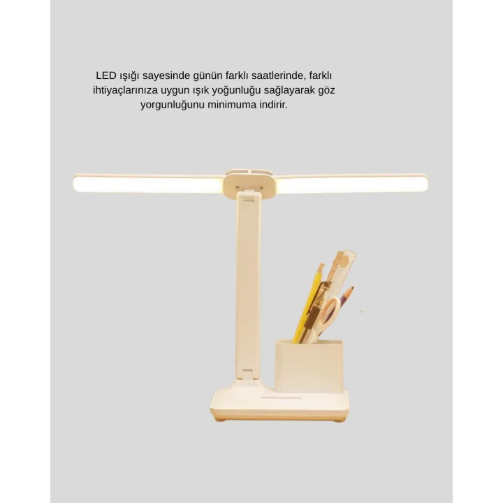 Mey İthalat® LED Işıklı Masa Lambası – Göz Yormayan, Kısılabilir ve Esnek Başlıklı