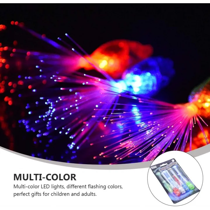 Mey İthalat® Led Işıklı Renkli Püsküllü Parmak Işığı 4 Renk 4 Adet