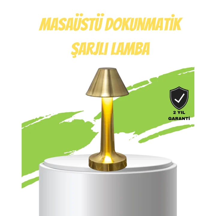 Mey İthalat® LED Masa Lambası 3 Renk Ayarlı Şarjlı Kablosuz Modern Tasarım