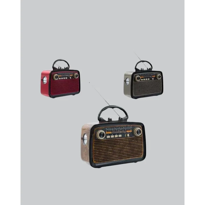 Mey İthalat® LED’li Nostaljik Bluetooth Hoparlör – Vintage Tasarım, Ahşap Doku