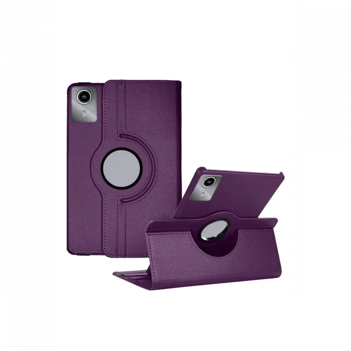 Mey İthalat®  Lenovo Tab M11 TB330FU 360 Tablet Deri Kılıf - Mürdüm