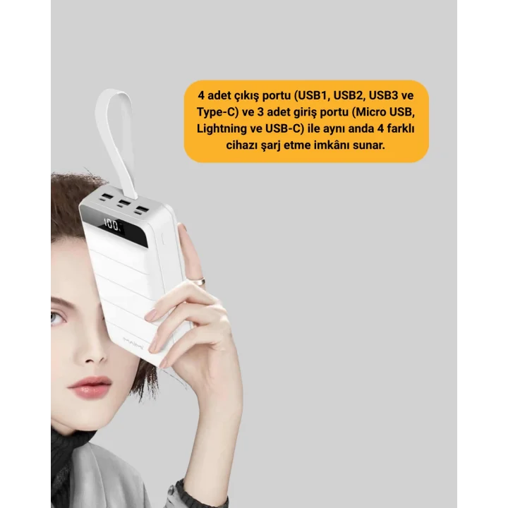 Mey İthalat® Lightning ve Type-C Girişli 50000mAh Powerbank