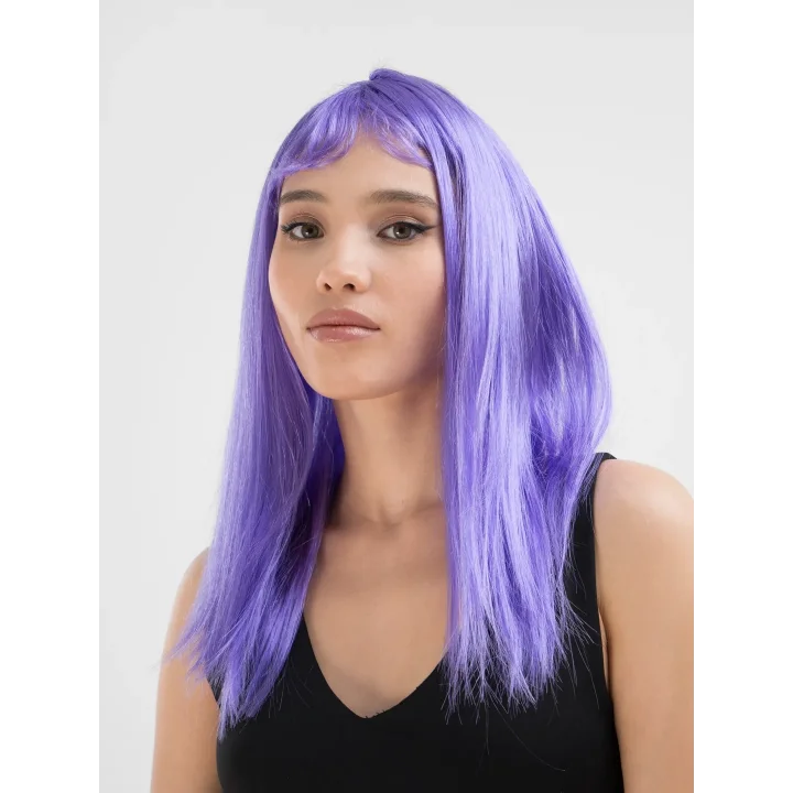 Mey İthalat® Lila Renk Uzun Düz Parti Peruğu