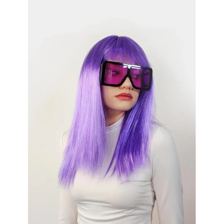 Mey İthalat® Lila Renk Uzun Düz Parti Peruğu