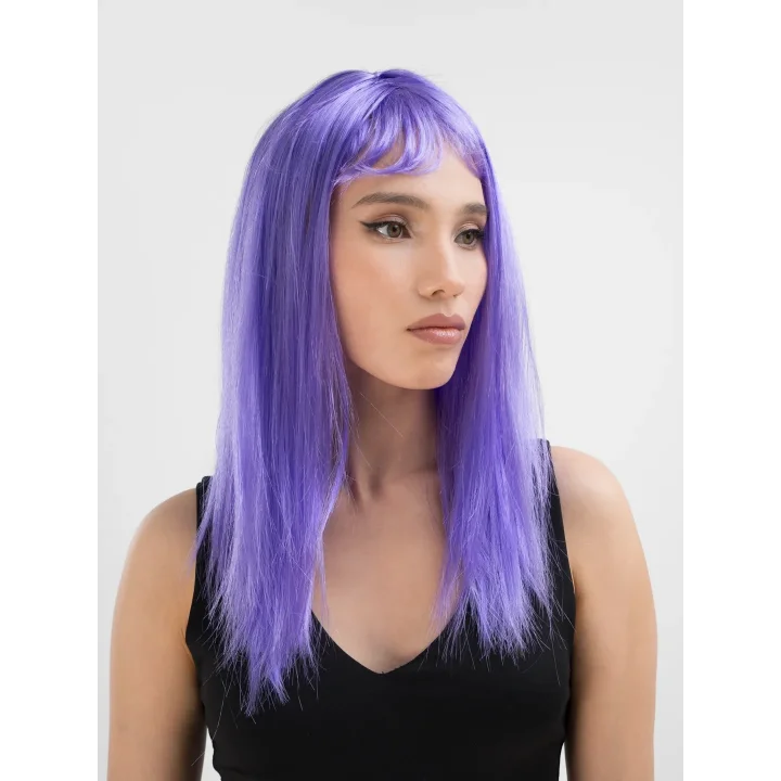 Mey İthalat® Lila Renk Uzun Düz Parti Peruğu