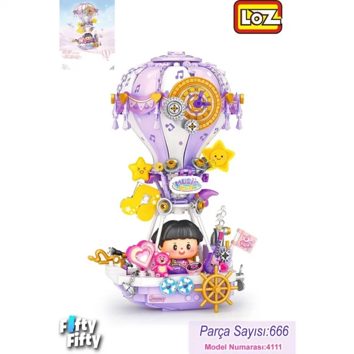 Mey İthalat® LZ4111   MOR HAVA BALONU  BLOCK OYUNCAK 666 PARÇA
