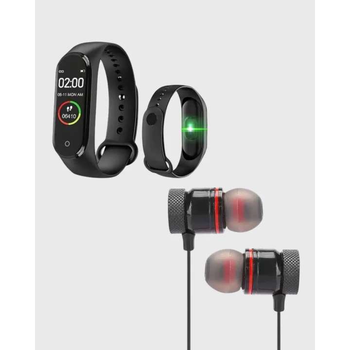 Mey İthalat® M6 Akıllı Bileklik ve Bluetooth Spor Kulaklık 2’li Set