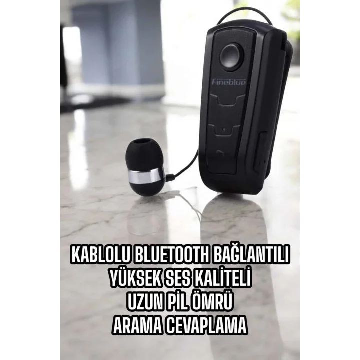 Mey İthalat® Makaralı Bluetooth Kulaklık Çağrı Cevaplama Kablolu Uzun Pil Ömrü