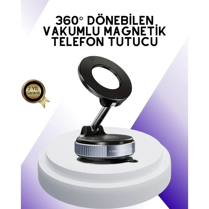 Mey İthalat® Manyetik Araç Telefon Tutucu 360 Derece Dönebilen Vakumlu Stand