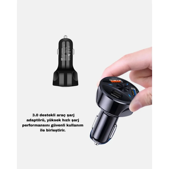 Mey İthalat® Manyetik Araç Telefon Tutucu ve Hızlı Şarj Adaptörü 2’li Set