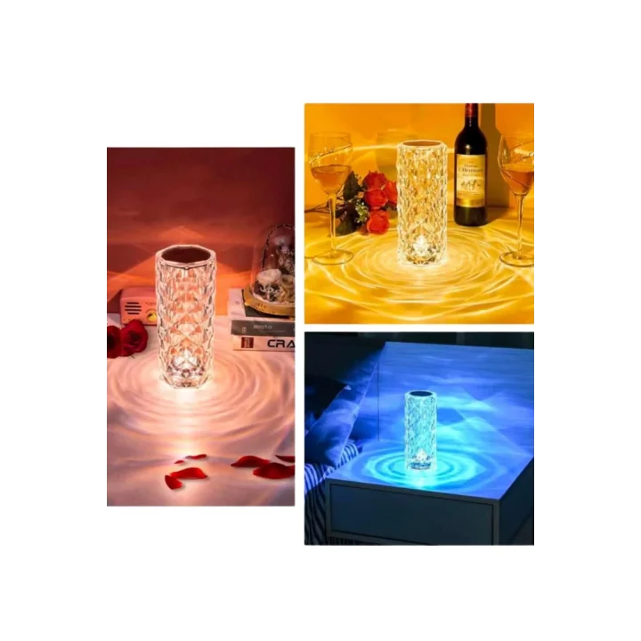 Mey İthalat® Masa ve Gece Lambası Şık ve Dayanıklı Sensörlü Şarjlı Kristal Lamba