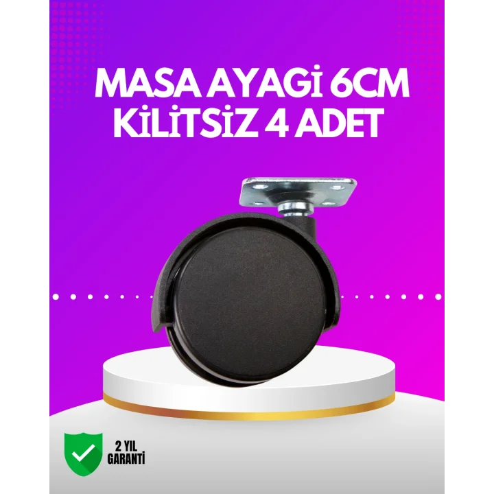 Mey İthalat® Masa ve Koltuk İçin Kilitsiz Tekerlek Seti 6 cm