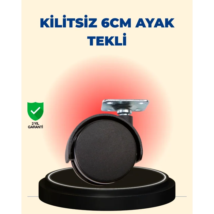 Mey İthalat® Masa ve Sehpa İçin 6 cm Kilitsiz Ayak Tekli