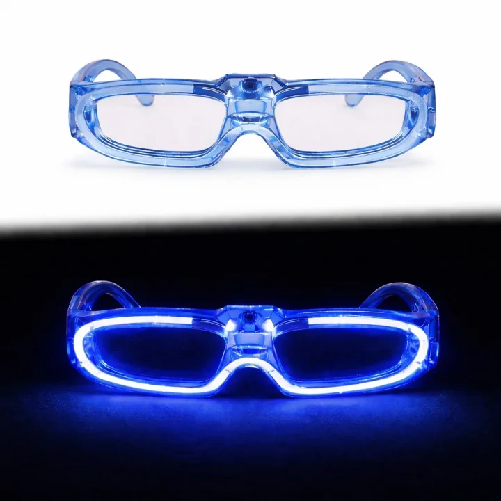 Mey İthalat® Mavi LED Işıklı Parti Gözlüğü 3 Modlu – Gece Eğlence Gözlüğü