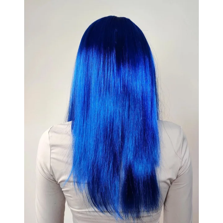 Mey İthalat® Mavi Renk Uzun Parti Peruğu