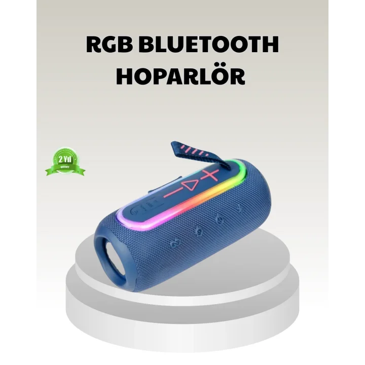 Mey İthalat® Mavi Taşınabilir Bluetooth Hoparlör Kompakt Tasarım ve Güçlü Ses