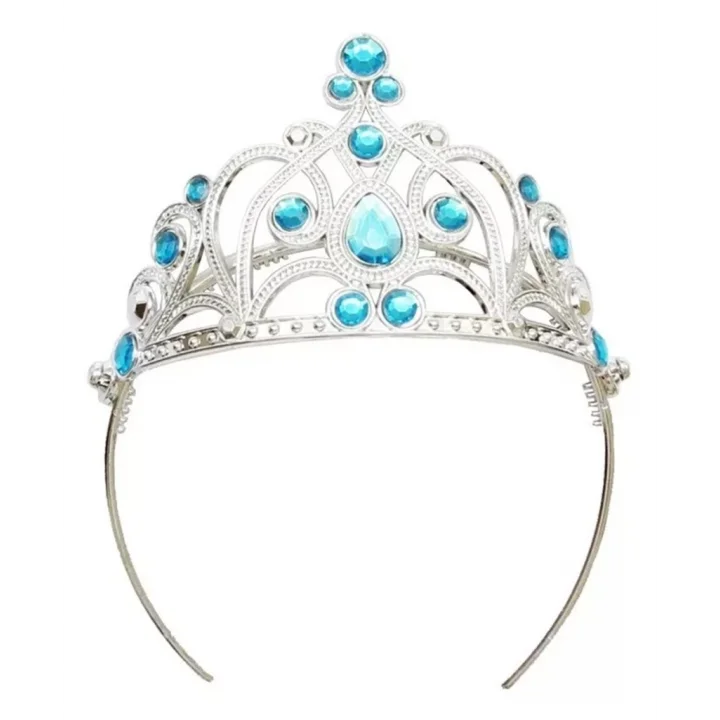 Mey İthalat® Mavi Taşlı Elsa Çocuk Tacı Prenses Tacı Kraliçe Tacı 16x14cm