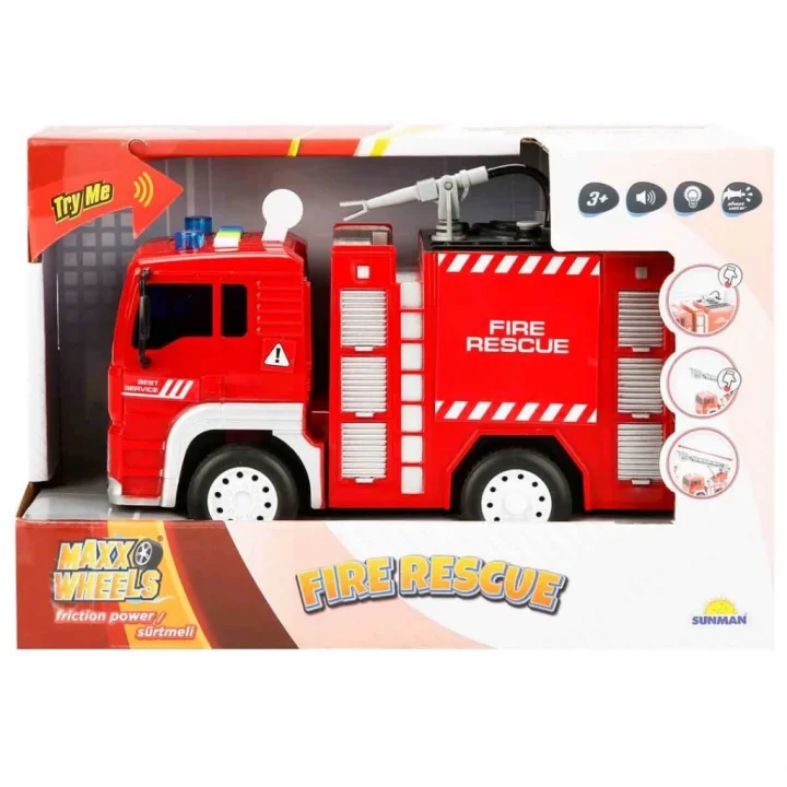 Mey İthalat®  Sesli ve Işıklı Su Fışkırtan İtfaiye Aracı 20 cm.