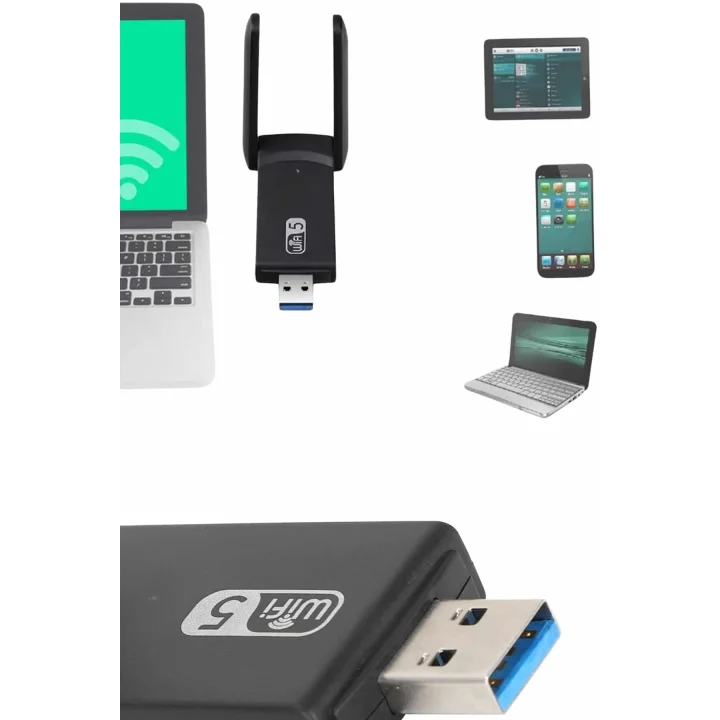 Mey İthalat® Mbps Wifi Alıcı Kablosuz Wifi Adaptörü Çift Band Çift Antenli