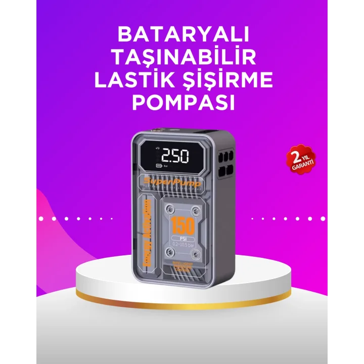 Mey İthalat® Mini Boy Elektrikli Şarjlı Yüksek Basınçlı Lastik Şişirme Pompası