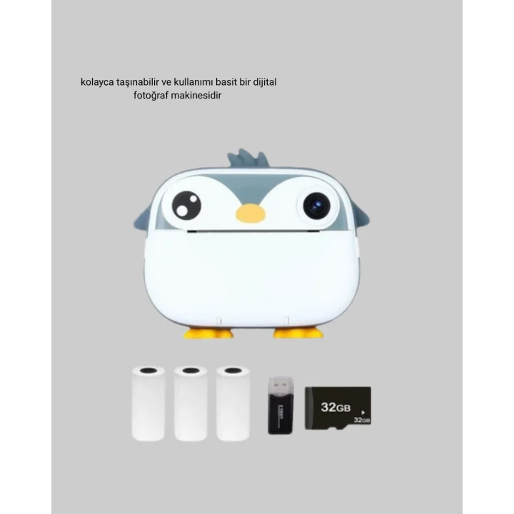 Mey İthalat® Mini Çocuk Kamera Anında Baskı Özellikli HD Video Termal Yazıcılı