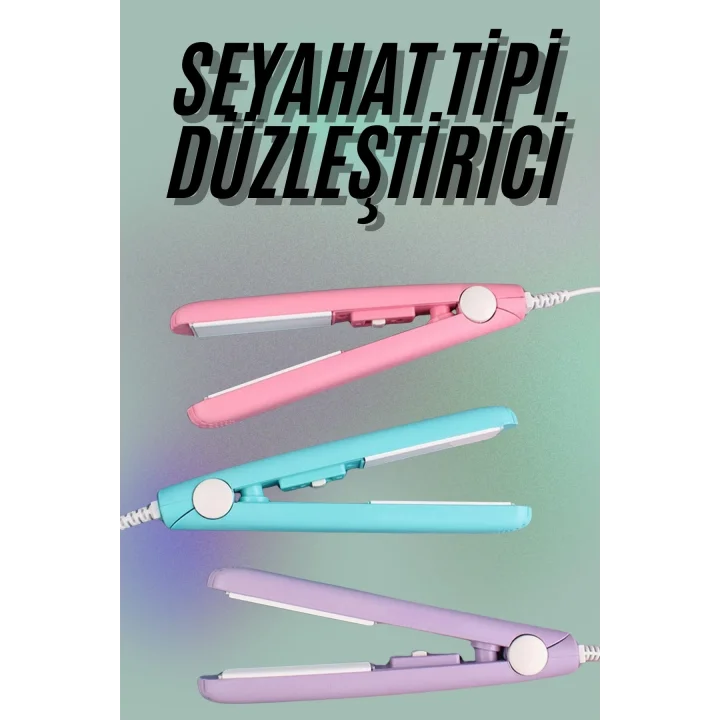 Mey İthalat® Mini Düzleştirici Seramik Kaplama Seyahat Tipi Elektriklenme Karşıtı