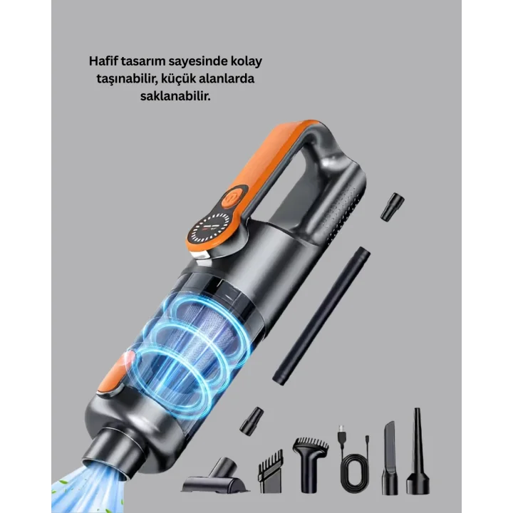 Mey İthalat® Mini El Süpürgesi Çok Başlıklı Kablosuz Vakum Güçlü Emiş Numaratör Hediyeli