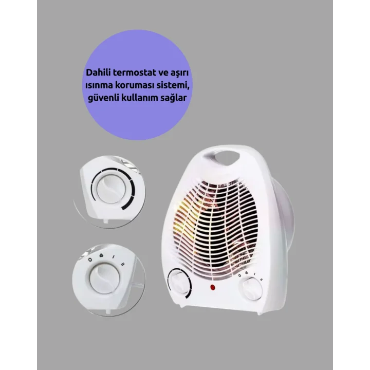 Mey İthalat® Mini Elektrikli Isıtıcı – 2000W Güç, Fanlı Isıtma, 3 Isı Modu