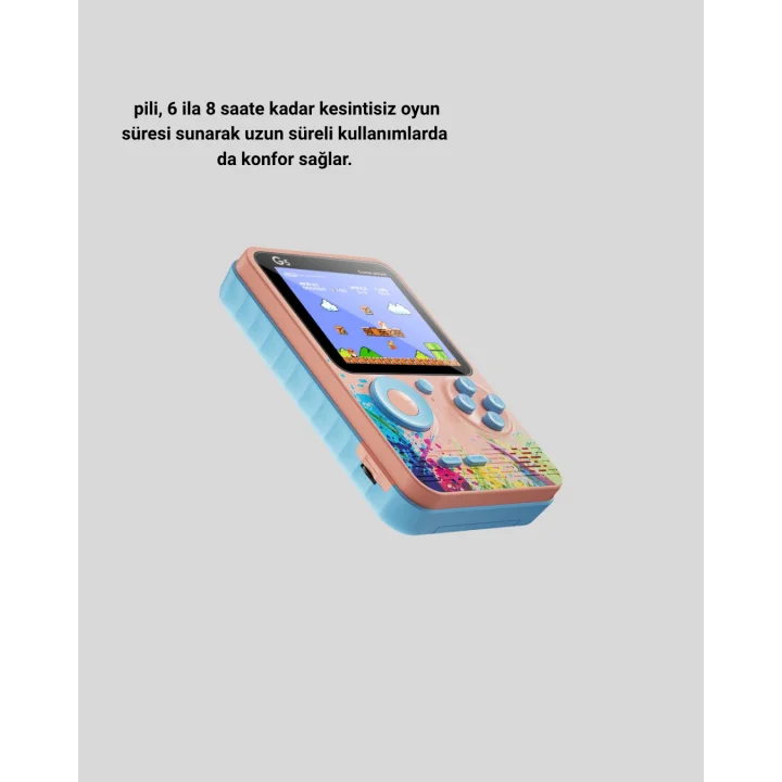 Mey İthalat® Mini Retro Oyun Konsolu 500 Oyunlu 3.0 İnç Ekran ve Şarjlı Batarya