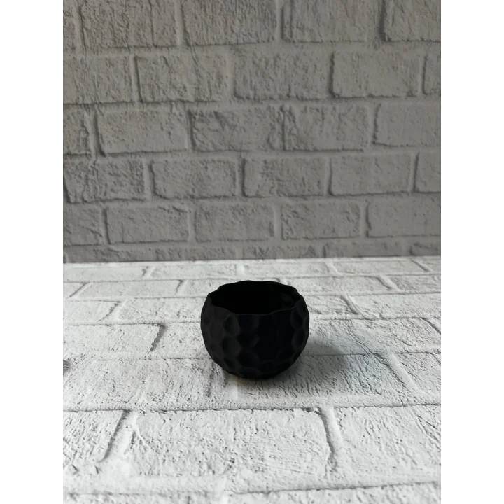 Mey İthalat® Mini Siyah Dekoratif Saksı 5 cm Modern Masaüstü Bitki Saksısı
