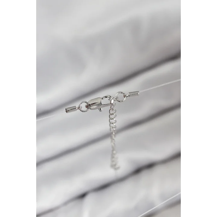 Mey İthalat® Misineli Topcuk Model Gümüş Renk Hayalet Kolye