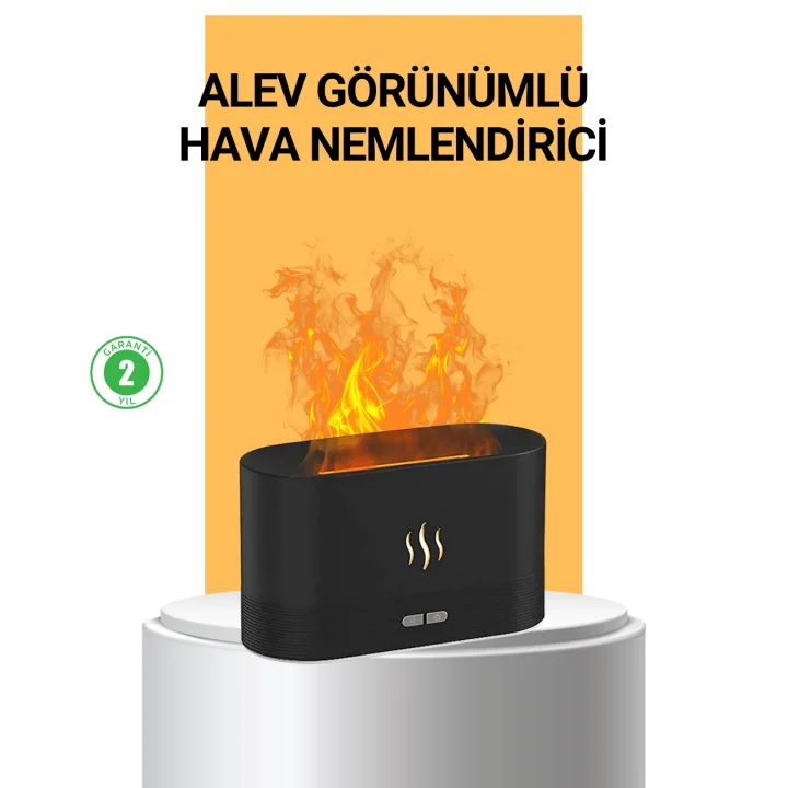 Mey İthalat® Modern Tasarımlı Alev Efektli LED Aromaterapi Hava Nemlendirici