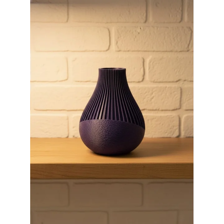 Mey İthalat® Mor Çizgili Dekoratif Vazo 11 cm Modern Tasarım Aksesuar