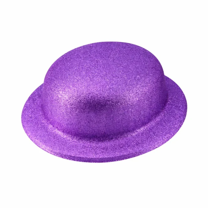 Mey İthalat® Mor Simli Melon Şapka | İnce Plastik Glitter Yetişkin Parti Şapkası
