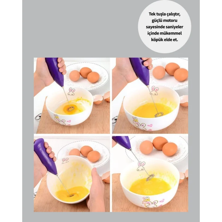 Mey İthalat® Mutfak İçin Mini El Mikseri – Kahve, Süt, Krema ve Sos Karıştırıcı