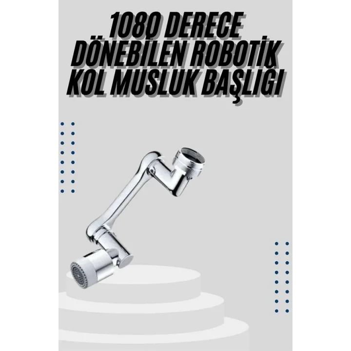 Mey İthalat® Mutfak Musluk Başlığı 1080 Derece Dönebilir Oynar Başlıklı Musluk Aparatı