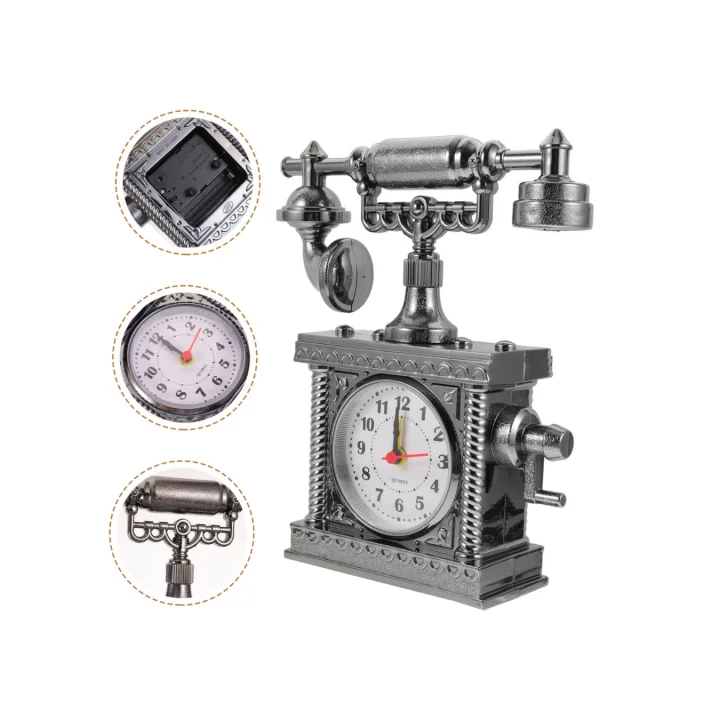 Mey İthalat® N8808B TELEFON ŞEKLİNDE ÇALAR SAAT GÜMÜŞ