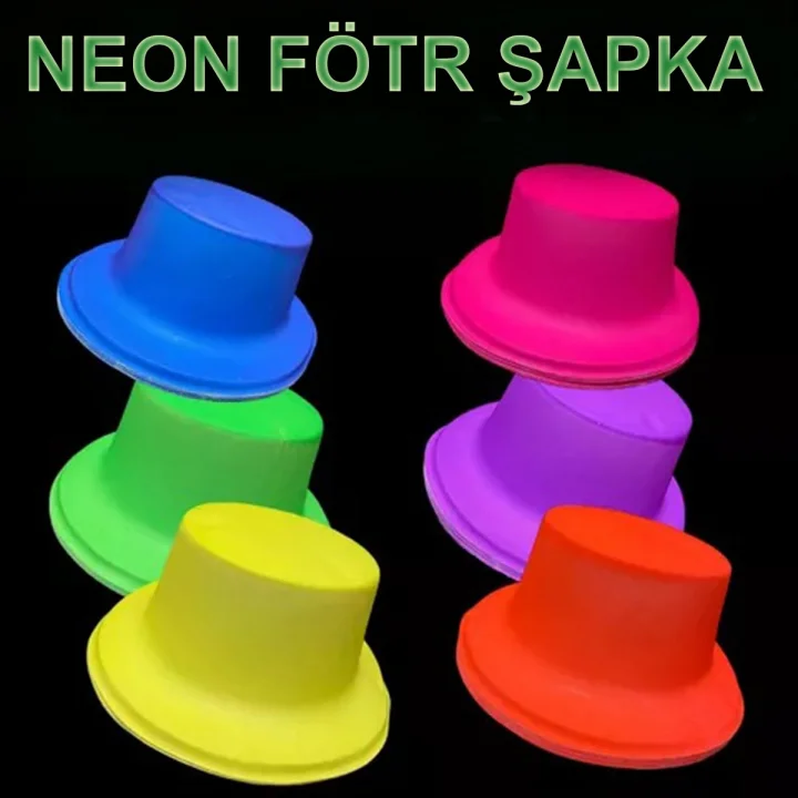 Mey İthalat® Neon Partisi Pembe Renk Plastik Fötr Şapka