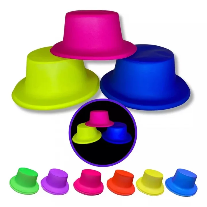 Mey İthalat® Neon Partisi Pembe Renk Plastik Fötr Şapka