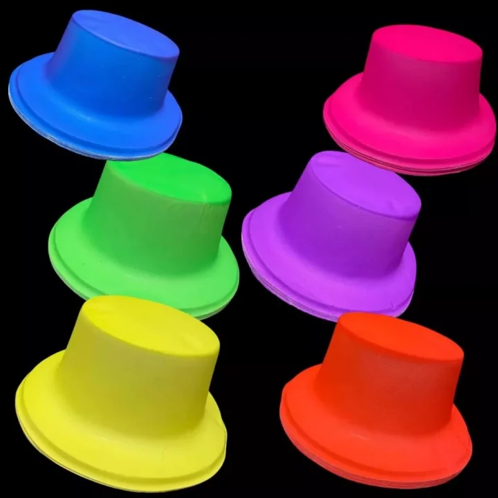 Mey İthalat® Neon Partisi Pembe Renk Plastik Fötr Şapka