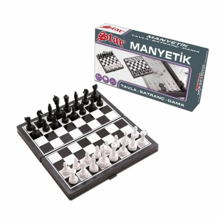 Mey İthalat® 1050170 Manyetik Satranç-Tavla 2si 1 Arada -okey