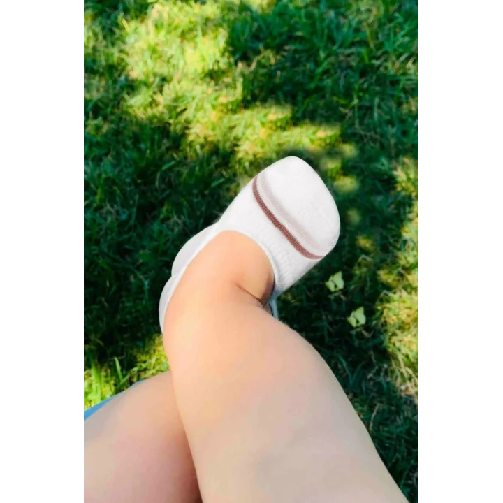 Mey İthalat®   2Li Penye Babet Silikon Çemberli Çorap 30102 Pudra Beyaz