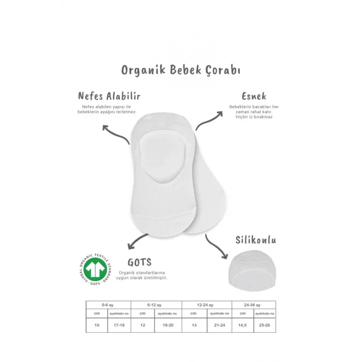 Mey İthalat®   2Li Penye Babet Silikonlu Basic Çorap 30104 Beyaz Beyaz