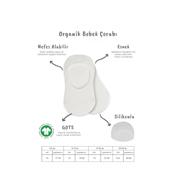 Mey İthalat®   2Li Penye Babet Silikonlu Basic Çorap 30104 Ekru Ekru