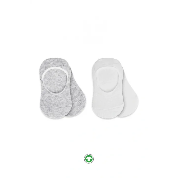 Mey İthalat®   2Li Penye Babet Silikonlu Basic Çorap 30104 Gri Beyaz