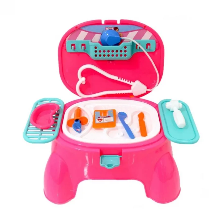 Mey İthalat® 573-BP LITTLE NURSE OYUN TABURESİ DOKTOR SET KIZ(Ürün oyuncaktır)