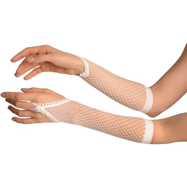 Mey İthalat® Beyaz Renk Parmak Arası File Örgü Eldiven 26 cm