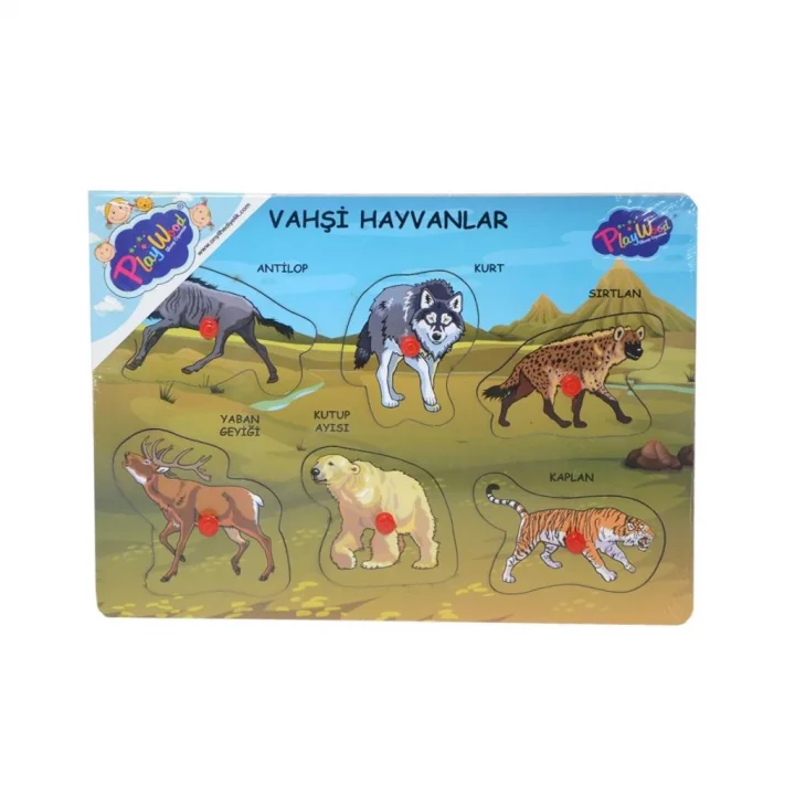 Mey İthalat® ONY-328 329 Onyıl, Ahşap Tutmalı Vahşi Hayvanlar