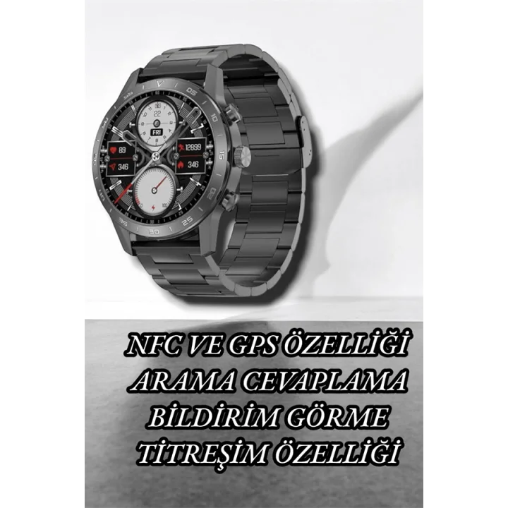 Mey İthalat® NFC ve Kablosuz Şarjlı Akıllı Saat EKG, Nabız & Spor Modları ile iOS ve Android Uyumlu